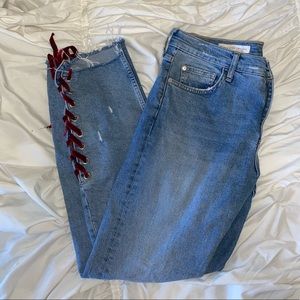 Anthropologie Pilcro Laced Mid-Rise Straight Jeans